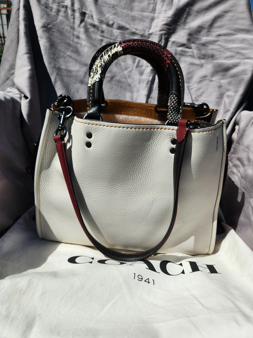 Coach 1941 Rogue 30 Snakeskin Handle Tote Bag